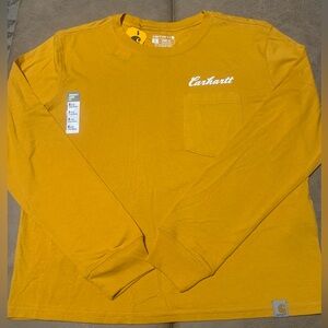 Carhartt Women Loose Fit Light Weight Long Sleeve Logo Pocket Tee NWT Size Small